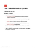 Lecture notes HUB2019F - The Gastrointestinal System