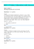 MSN 572 Quiz 1 Questions with Answers