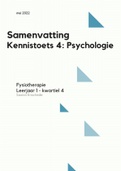 Samenvatting kennistoets 4: Psychologie (leerjaar 1, kwartiel 4 )