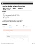 MSCI 530 - Quiz 1 Introduction to Human Metabolism.