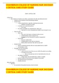 CHAMBERLIN COLLEGE OF NURSING NUR 340 EXAM 1 CRITICAL CARE STUDY GUIDE