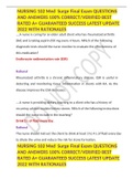 NURSING 102 Med Surge Final Exam QUESTIONS AND ANSWERS 100% CORRECT/VERIFIED BEST RATED A+ GUARANTEED SUCCESS LATEST UPDATE 2022 WITH RATIONALES 