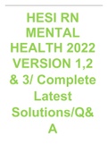 BH HESI 2022.version 1,2,3 complete latest solution, HESI  RN MEALTAL HEALTH 