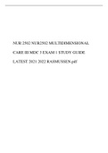 NUR 2502 NUR2502 MULTIDIMENSIONAL CARE III MDC 3 EXAM 1 STUDY GUIDE LATEST 2021 2022