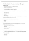 CNA Certification Nursing Assistant Sample Questions