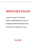 HESI EXIT EXAM || Latest 15 Versions / 15 Sets Exam|| 2500 + Verified Questions and Answers||Complete and Best Document for Exam || Download to Secure High Score in Exam Year - 2022/2023