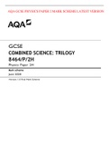 AQA GCSE PHYSICS PAPER 2 MARK SCHEME LATEST VERSION