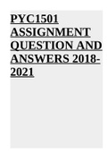 PYC1501 ASSIGNMENT QUESTION AND ANSWERS 2018- 2021