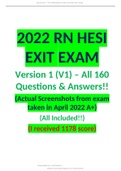 HESI EXIT RN V1 EXAM 2022/2023 [ NEW All 160 Qs & As Included - Guaranteed Pass A+!!! (All Brand New Q&A )