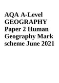 AQA A-Level GEOGRAPHY Paper 2  2021 MS.