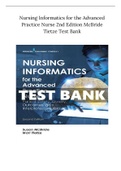 Nursing Informatics for the Advanced Practice Nurse 2nd Edition McBride Tietze Test Bank