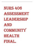 NURS 406 ASSESSMENT LEADERSHIP AND COMMUNITY HEALTH FINAL EXAM 2022 REVISED