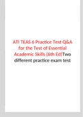 ATI TEAS 6 Practice Test Q&A for the Test of Essential Academic Skills (6th Ed)Two different practice exam test