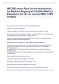 NRCME exam; Prep for the examination for National Registry of Certified Medical Examiners (for driver exams) 2022  100% Verified