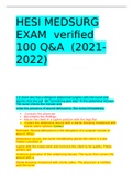 HESI MEDSURG EXAM  verified 100 Q&A  (2021-2022) 