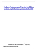 Exam (elaborations) TEST BANK Fundamentals of Nursing 9th Edition by Carol_Taylo  Fundamentals of Nursing (Us Ed), ISBN: 9781496362179