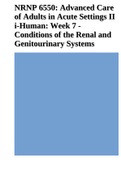 NRNP 6550: Advanced Care of Adults in Acute Settings II i-Human: Week 7 - Conditions of the Renal and Genitourinary Systems