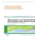 Test Bank for Success in Practical Vocational Nursing 9th Edition by Knecht All Chapters latest 2022/2023