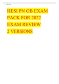 HESI PN OB EXAM PACK FOR 2022 EXAM REVIEW 2 VERSIONS 