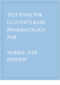 TEST BANK FOR CLAYTON’S BASIC PHARMACOLOGY FOR NURSES 18TH EDITION BY WILLIHNGANZ