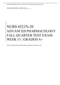 NURS 6521N-20  ADVANCED PHARMACOLOGY   FALL QUARTER TEST EXAM- WEEK 11 | GRADED A+