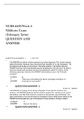 NURS 6650 Week 6 Midterm Exam (February Term) QUESTION AND ANSWER