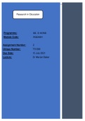 RSE4801- Assignment 2 2021, received 71% - Research in Education. Got 71% for the assignment. This doc is marked by Prof as can see on the document self.