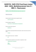 NUR2755 / NUR 2755 Final Exam (Latest 2022 / 2023): Multidimensional Care IV / MDC 4 - Rasmussen