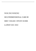 NUR 2502 NUR2502 MULTIDIMENSIONAL CARE III MDC 3 EXAM 1 STUDY GUIDE LATEST 2021 2022.pdf