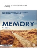 Test Bank for Memory 3rd Edition 