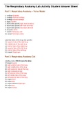 Respiratory Anatomy Lab Activity Student Answer Sheet 