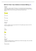 MATH 221 Week 7 Quiz: Statistics for Decision-Making (v1) |TOP RATED PAPER | Already GRADED A+