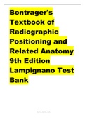 Bontrager's Textbook of Radiographic Positioning and Related Anatomy 9th Edition Lampignano Test Bank