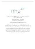 NHA Certified Patient Care Technician/Assistant (CPCT/A) Test Plan