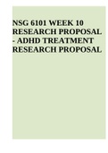 NSG 6101 WEEK 10 RESEARCH PROPOSAL - ADHD TREATMENT RESEARCH PROPOSAL