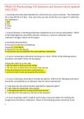 PHAR 225 Pharmacology 245 Questions and Answers Latest updated 2021/2022,100% CORRECT