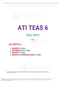 ATI TEAS 6 FULL TEST:LATEST 2021,A GRADED DOCUMENT