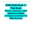 NURS 6640 Week 11 Final Exam (Exam solutions, with updated multiple versions resources for 2022 Exams)