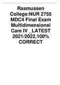 Rasmussen College:NUR 2755 MDC4 Final Exam Multidimensional Care IV _LATEST 2021/2022,100% CORRECT