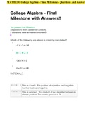 MATH1201 College Algebra - Final Milestone - Questions And Answers