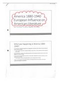 America 1880-1940: European Influence on American Literature