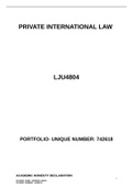 LJU4804 - Private International Law Latest PORTFOLIO Questions & Answers.