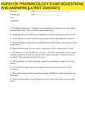 NURS1150 PHARMACOLOGY EXAM 3[QUESTIONS AND ANSWERS ]LATEST 2020/2021]