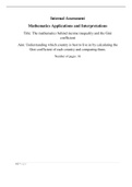 Mathematics A&I SL internal assessment exemplar (7 achieving)//The mathematics behind income inequality and the Gini coefficient / Understanding which country is best to live in by calculating the Gini coefficient of each country and comparing them. 