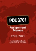 PDU3701 - Assignment Tut201 feedback (Questions & Answers) (2019-2021)