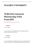 NURS 6521 advanced pharmacology Final Exam 2021/2022 RATED A+ 100% VERIFIED 