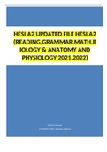 HESI A2 V3 (READING,GRAMMAR,MATH,BIOLOGY & ANATOMY AND PHYSIOLOGY 2021.2022)