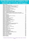 Fundamentals of Nursing 9th Edition by Taylor, Lynn, Bartlett Test Bank | All 46 Chapters Comprehensively Covered