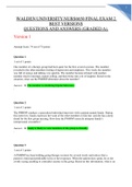 WALDEN UNIVERSITY NURS6650 FINAL EXAM 2 BEST VERSIONS QUESTIONS AND ANSWERS (GRADED A).