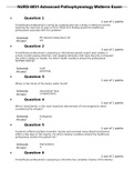 NURS 6051 Advanced Pathophysiology Midterm Exam - Scored 100%